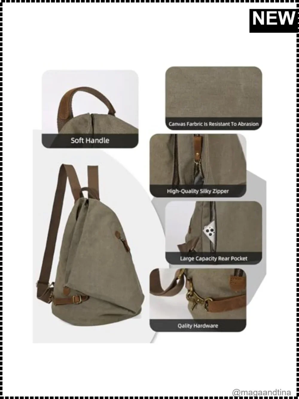 Canvas Vintage Backpack Large Casual Daypack Travel Rucksack Hiking Outdoor